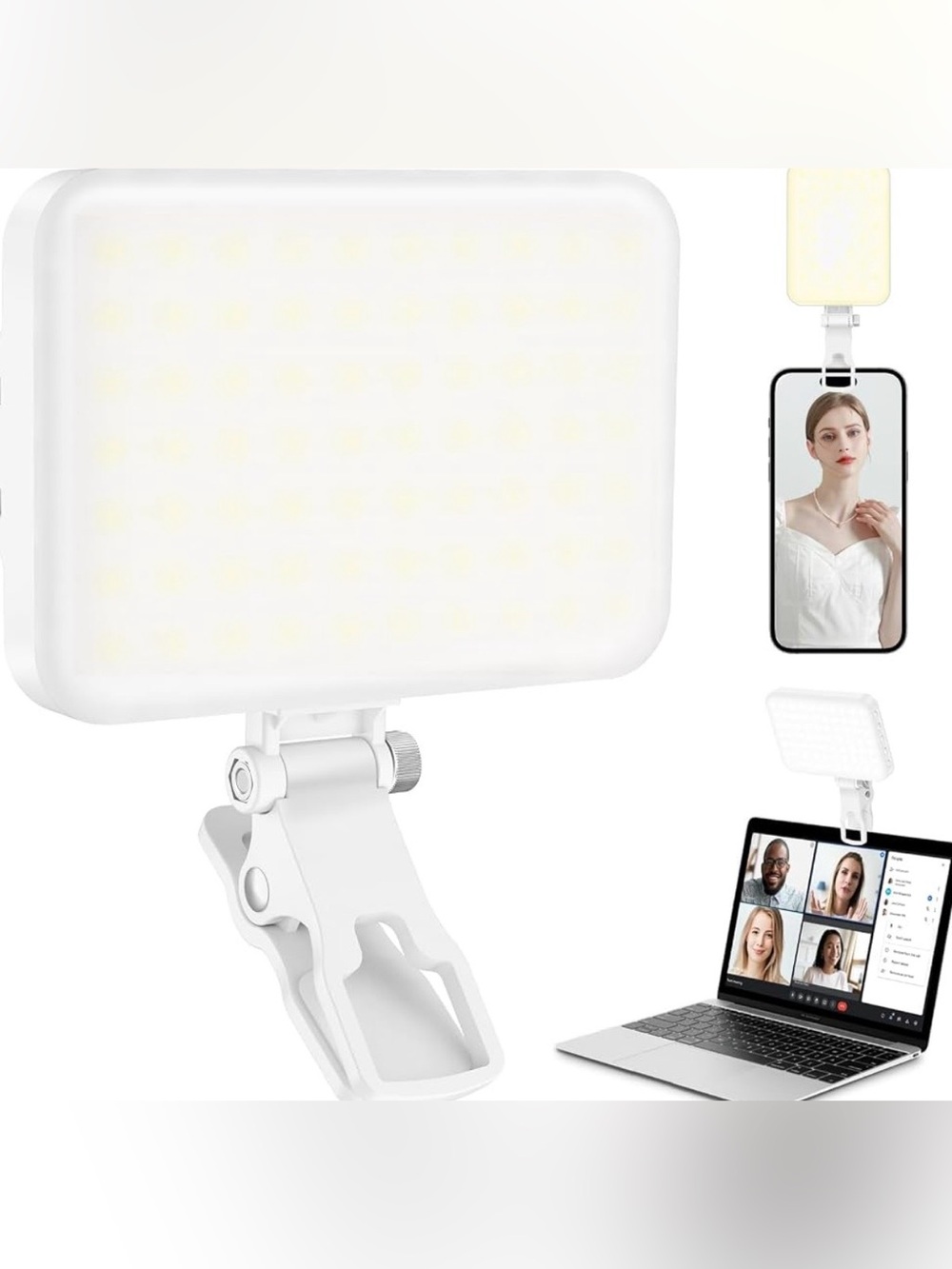 60 LED Portable Selfie Light Video Conference Lighting with Clip & Camera Tripod